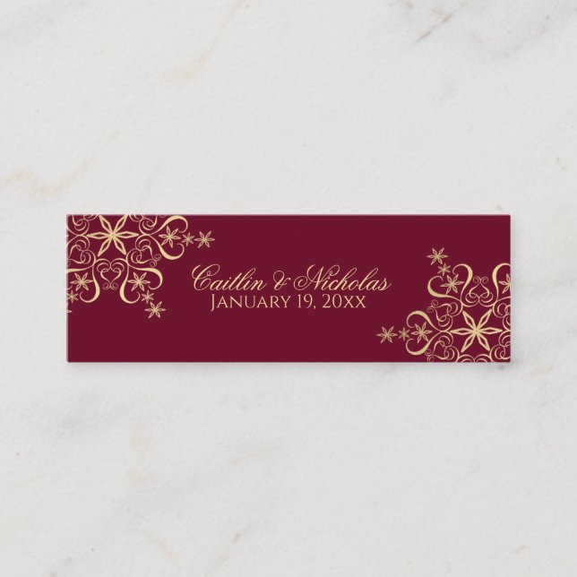 Carte de place Gold and Burgundy Snowflake (Devant)