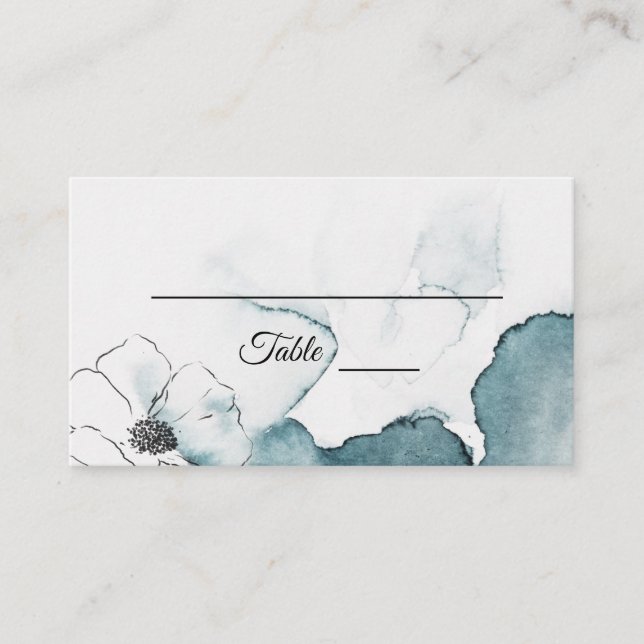 Carte de place Mariage d'aquarelle turquoise (Devant)