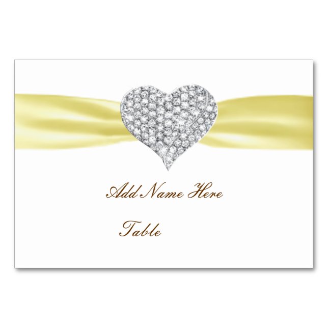 Carte de place Mariage Jaune Diamond Heart (Devant)