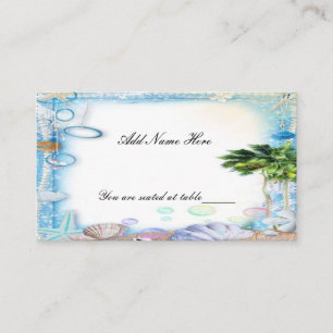 Carte de place Mariage Tropical Beach Seashell