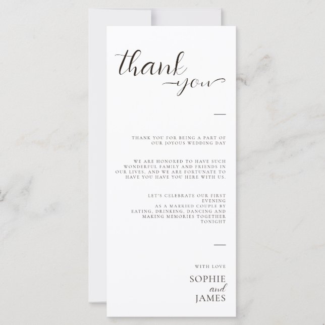Carte de place minimale en Merci de Mariage blanc (Devant)