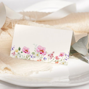 Carte de place minimaliste fleur sauvage mariage