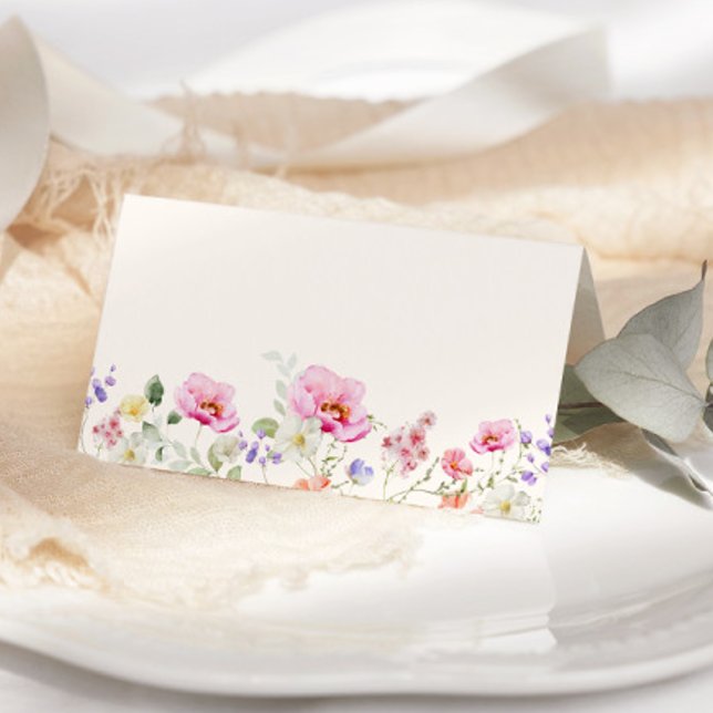Carte de place minimaliste fleur sauvage mariage (Créateur téléchargé)