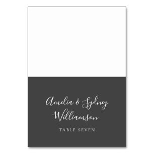 Carte de place minimaliste noir Script personnalis