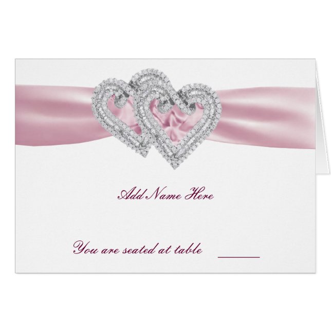 Carte de place personnalisée Coeurs roses (Devant Horizontal)