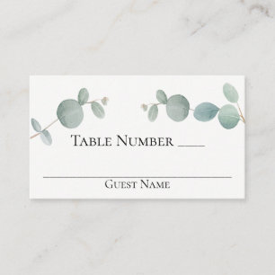 Carte de place plat Eucalyptus Watercolor Green