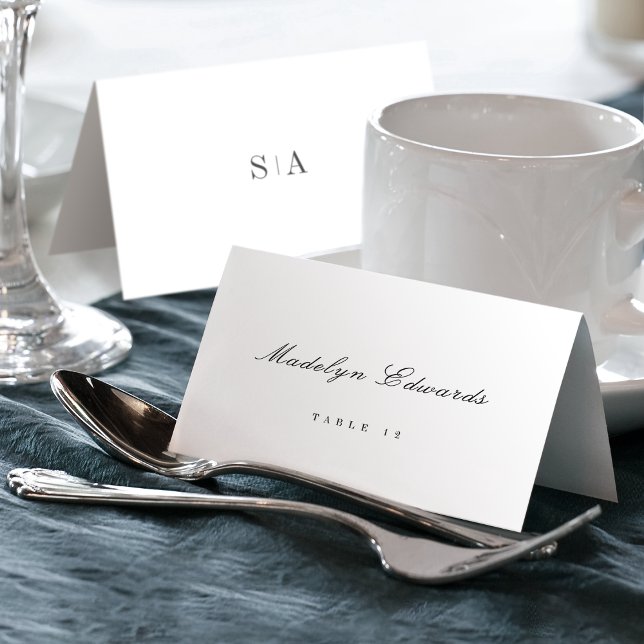 Carte de place pliable minimale monogramme sophist (Sophisticated monogram minimal Foldable Place Card)