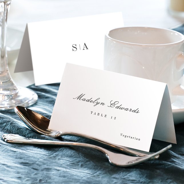 Carte de place pliable minimale monogramme sophist (Sophisticated monogram minimal Foldable Place Card)