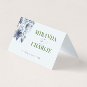 Carte de place pliée bleu poudre