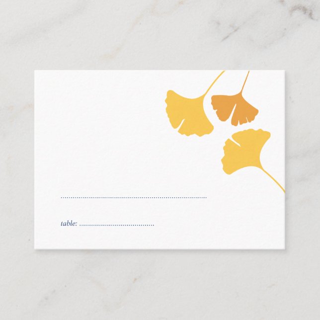 Carte de place pour mariage  feuille Ginkgo (Devant)