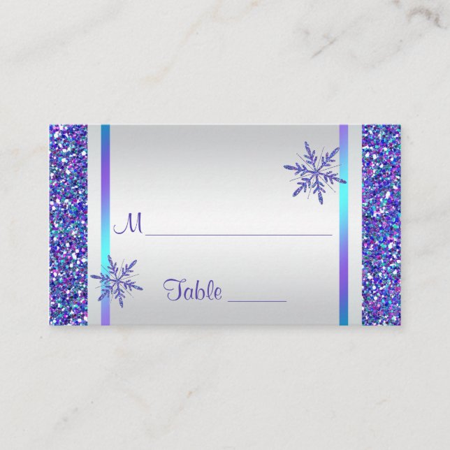 Carte de place Quinceanera pour les flocons de nei (Devant)