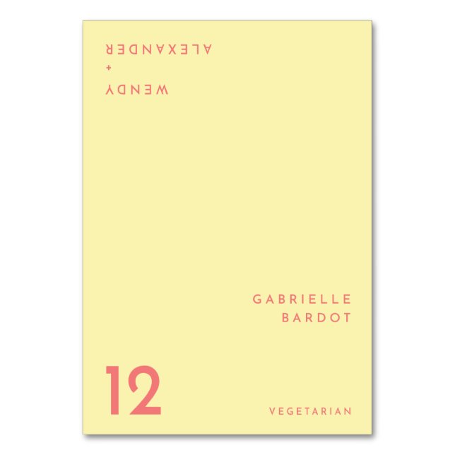 Carte de place rabattable minimaliste Jaune (Par défaut)