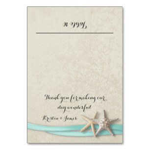 Carte de place Starfish et Aqua Ribbon