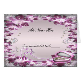 Carte de place tendance violet fleuri chic plié ta