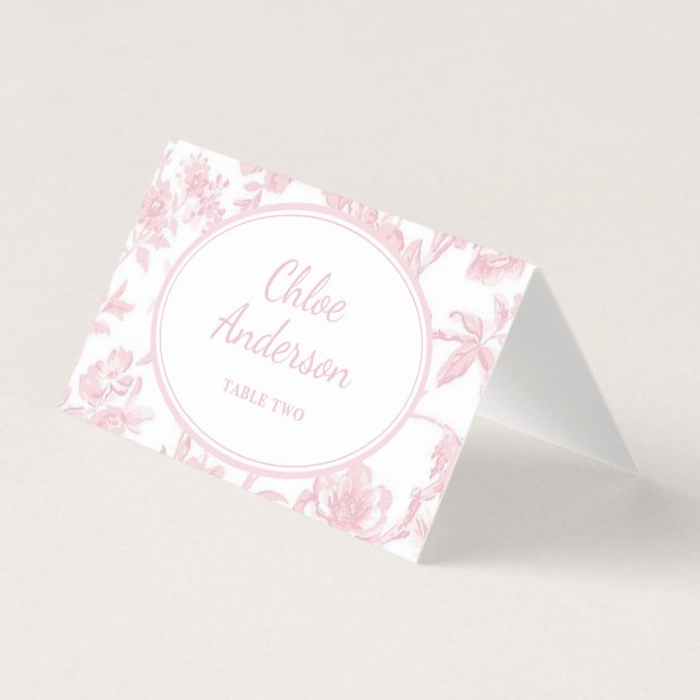 Carte de place vintage Soft Rose Toile Chinoiserie (Front)