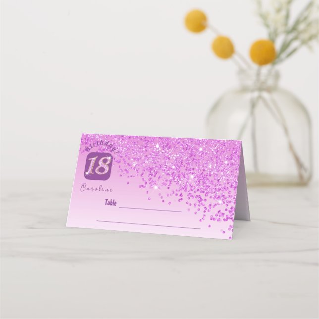 Carte De Placement 18e anniversaire fête Parties scintillant rose (Devant)