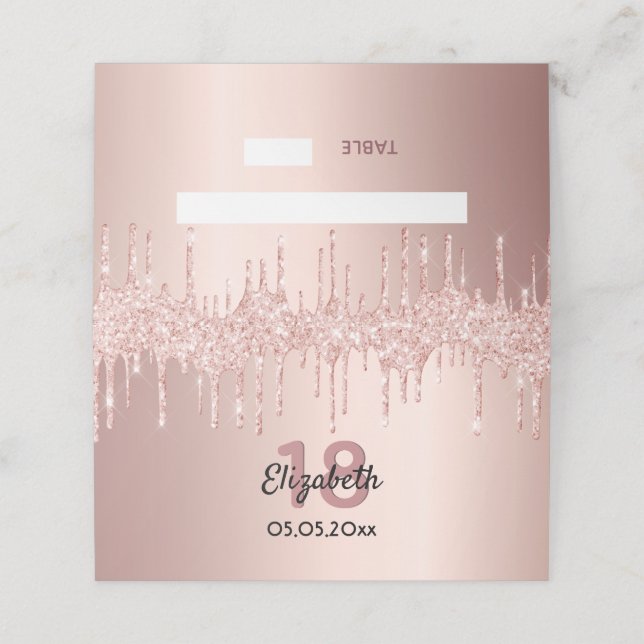 Carte De Placement 18e anniversaire rose or parties scintillant rose  (Extérieur déplié)