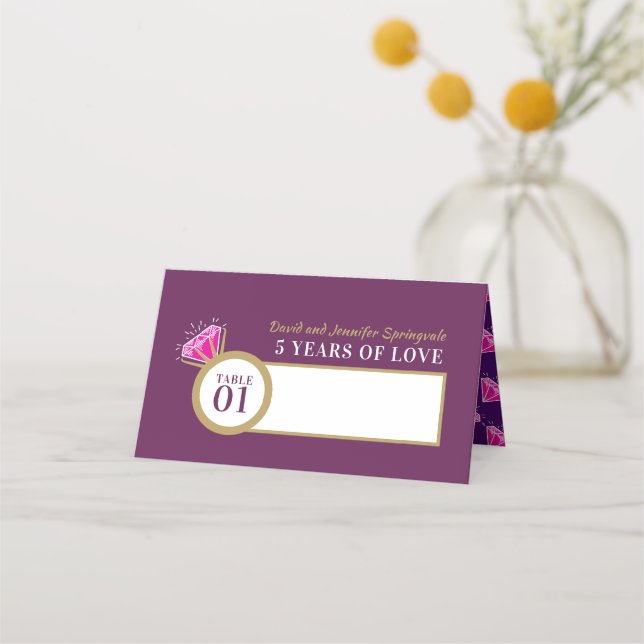 Carte De Placement 5e tourmaline rose mariage anniversaire carte de p (Devant)