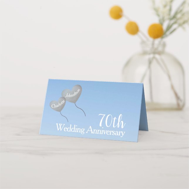 Carte De Placement 70e anniversaire mariage de platine ballon cardiaq (Devant)