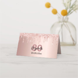 Carte De Placement 80e anniversaire rose or parties scintillant rose