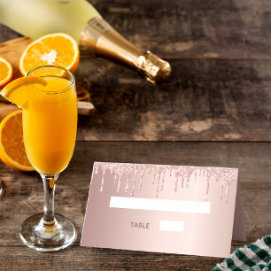 Carte De Placement 90e anniversaire rose parties scintillant or goutt