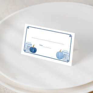 Carte De Placement Accueil De Mariage Citrouille Bleu Et Blanc Intell