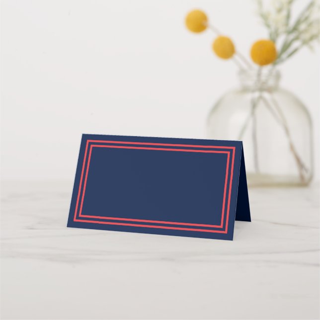 Carte De Placement Ajouter Votre Texte Marine Bleu Double Saumon Bord (Devant)
