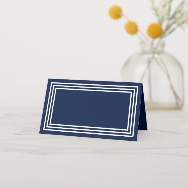Carte De Placement Ajouter votre texte Navy Blue avec trois bordures  (Devant)