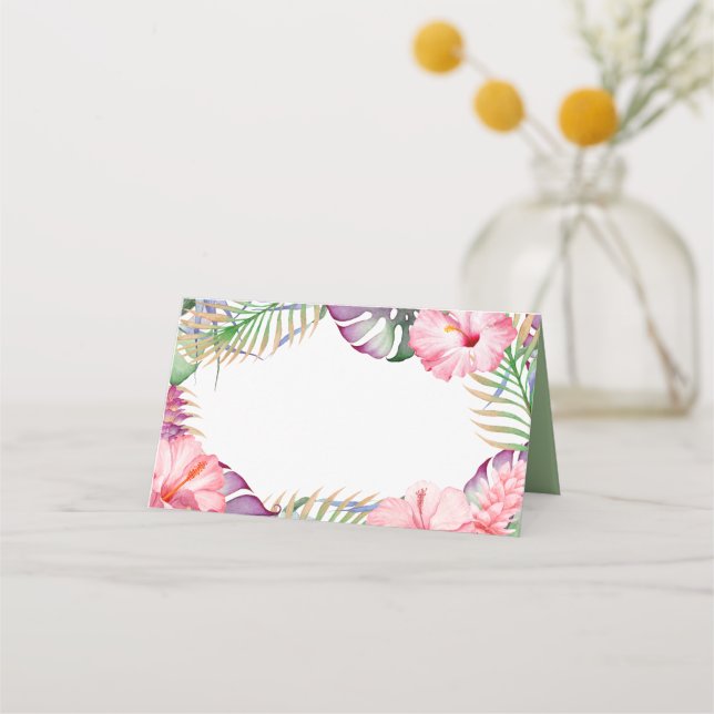Carte De Placement Aloha Aquarelle Tropical Floral Luau (Devant)