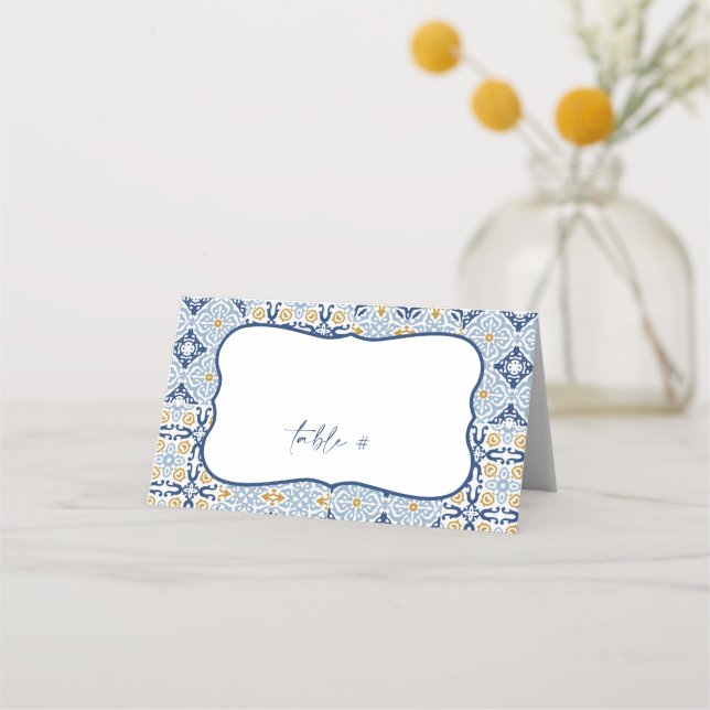 Carte De Placement Amalfi Positano Carrelage bleu été plié (Devant)