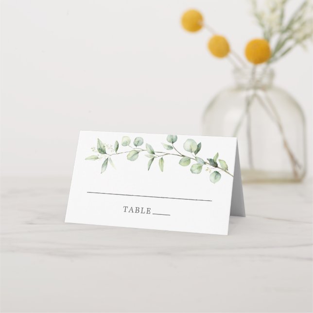Carte De Placement Ampersand Mariage simple Eucalyptus (Devant)