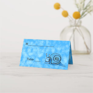Carte De Placement Amusant Happy Blue Motif Snail Bright Aqua