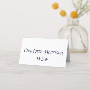 Carte De Placement Ancrage nautique bleu marine blanc coutume Mariage