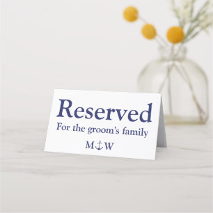 Carte De Placement Ancrage nautique bleu marine personnalisé Mariage
