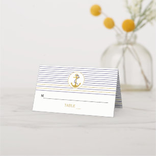 Carte De Placement Ancrage or rayures mariage nautique escorte replié