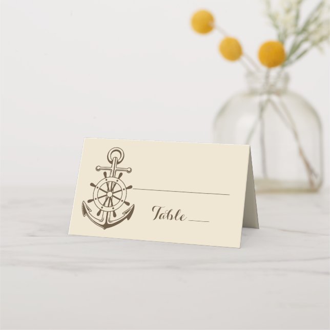 Carte De Placement Ancre de navire Brown Tan Nautique bateau Mariage  (Devant)