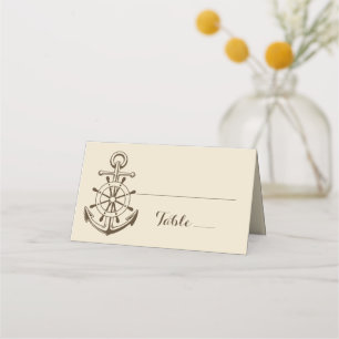 Carte De Placement Ancre de navire Brown Tan Nautique bateau Mariage 