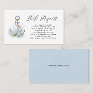 Carte De Placement Ancre Florale Bleue Nautique Bébé Livre Demande Ca