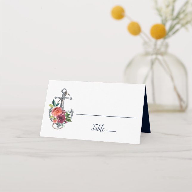 Carte De Placement Ancre florale | Mariage d'automne (Devant)