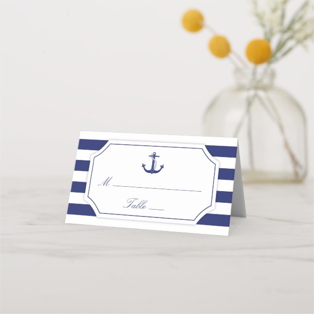 Carte De Placement Ancre nautique   Bleu Mariage (Devant)