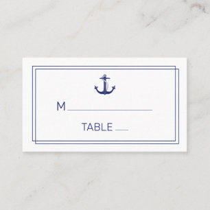 Carte De Placement Ancre nautique Marine bleu minimaliste Mariage