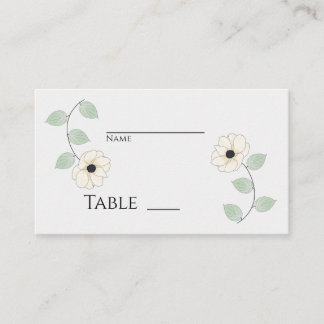 Carte De Placement Anémone florale blanche crémeuse simpliste