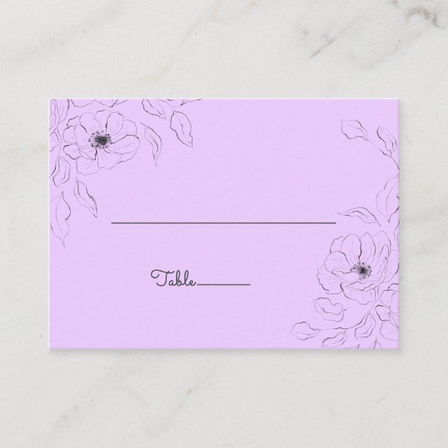 Carte De Placement Anéone sur Pale Lilac Plat Place Card (Devant)