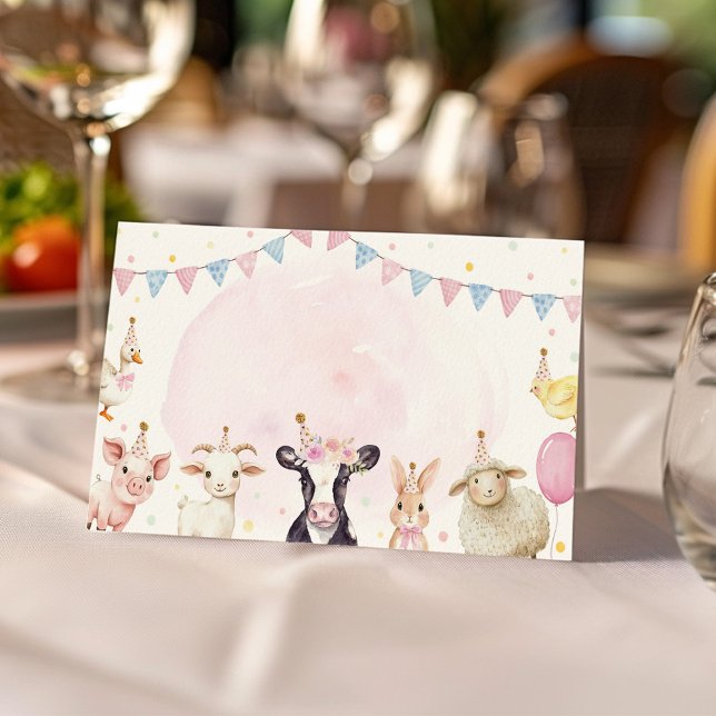 Carte De Placement Animaux de ferme Pink Barnyard Food Tente Place Ca (Créateur téléchargé)