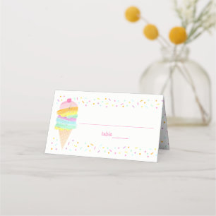 Carte De Placement Anniversaire de la crème glacée arc-en-ciel mignon
