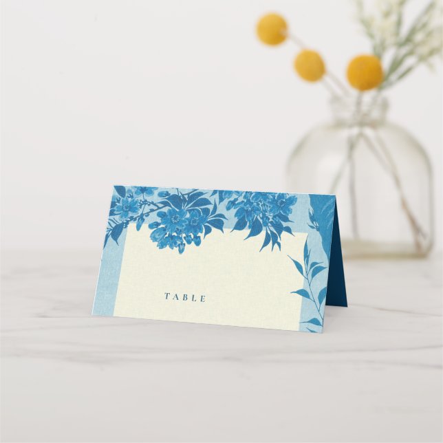 Carte De Placement Antique Japonaise Bleu cerise Fleur Blu (Devant)