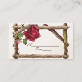 Carte De Placement Antique victorienne vintage ancienne rose rustique