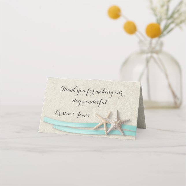 Carte De Placement Aqua Beach Starfish et Ribbon (Devant)