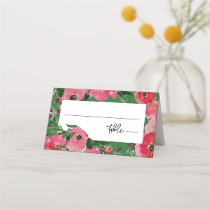 Carte De Placement Aquarelle Anemone Mariage vert
