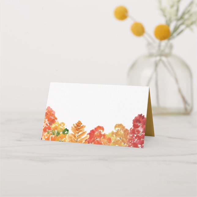 Carte De Placement Aquarelle Automne Bois Mariage de automne (Devant)